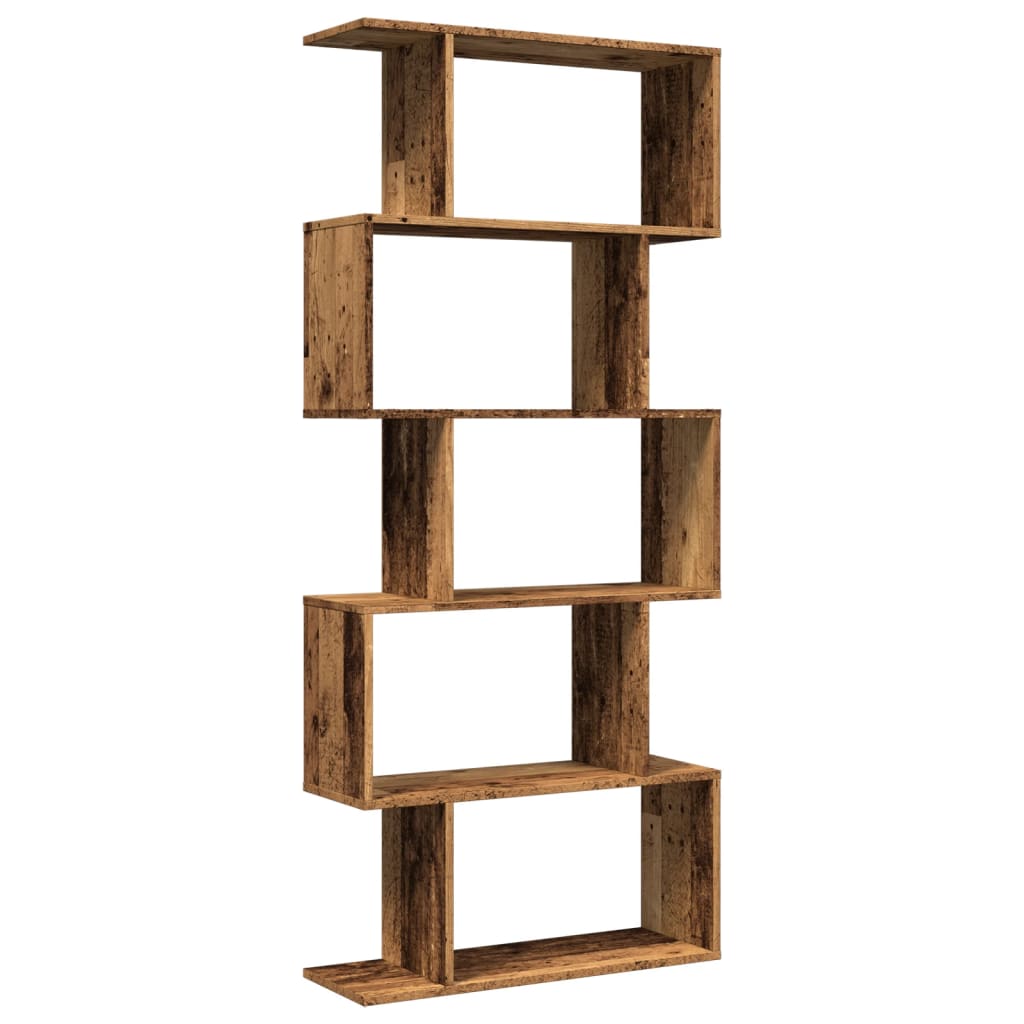 Room Divider Bookcase 5-Tier Old Wood 70x24x161 cm Engineered Wood