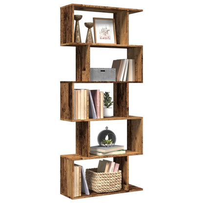 Room Divider Bookcase 5-Tier Old Wood 70x24x161 cm Engineered Wood