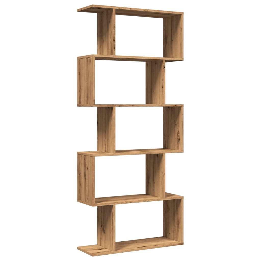 Room Divider Bookcase 5-Tier Artisan Oak 70x24x161 cm Engineered Wood