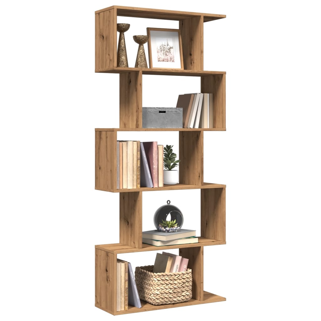 Room Divider Bookcase 5-Tier Artisan Oak 70x24x161 cm Engineered Wood