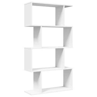 Room Divider Bookcase 4-Tier White 70x24x129 cm Engineered Wood