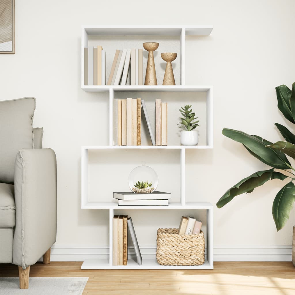 Room Divider Bookcase 4-Tier White 70x24x129 cm Engineered Wood