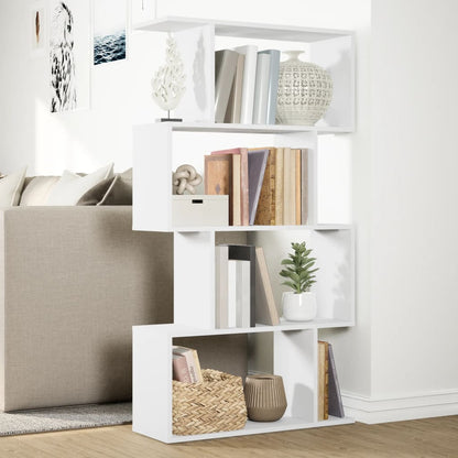 Room Divider Bookcase 4-Tier White 70x24x129 cm Engineered Wood