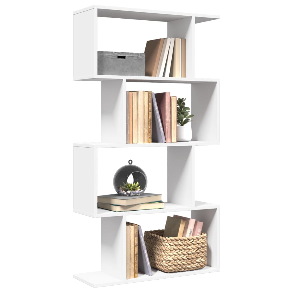 Room Divider Bookcase 4-Tier White 70x24x129 cm Engineered Wood