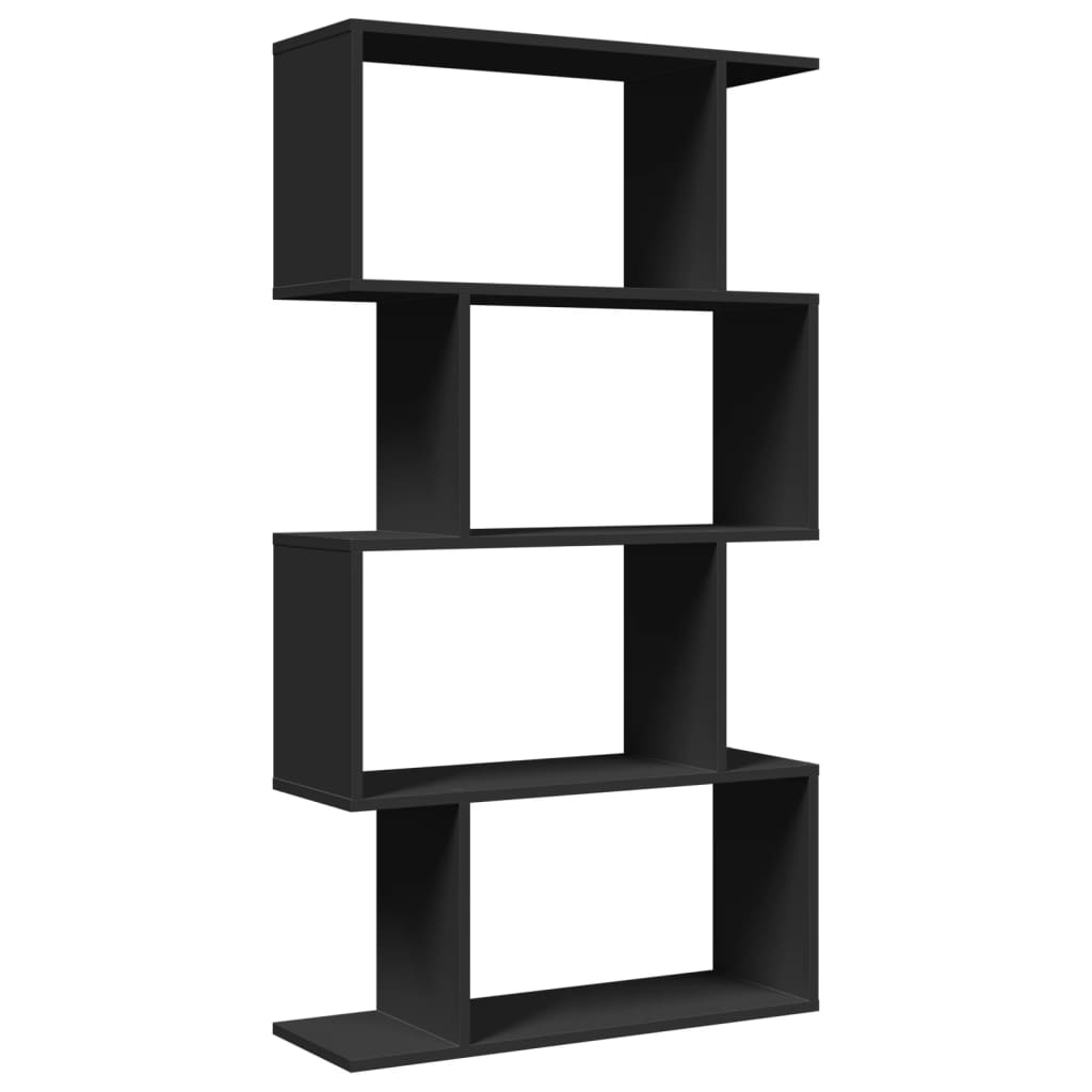 Room Divider Bookcase 4-Tier Black 70x24x129 cm Engineered Wood