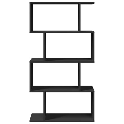 Room Divider Bookcase 4-Tier Black 70x24x129 cm Engineered Wood