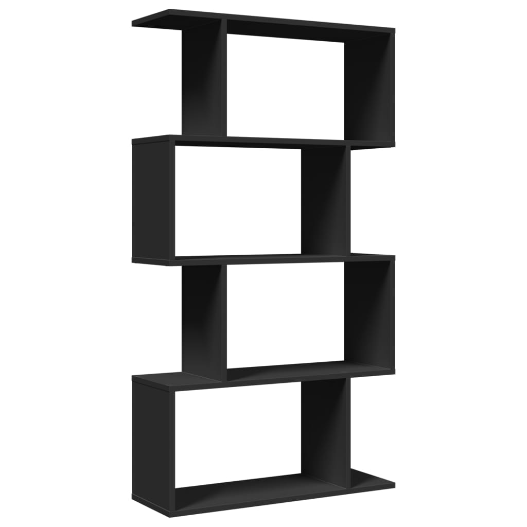 Room Divider Bookcase 4-Tier Black 70x24x129 cm Engineered Wood