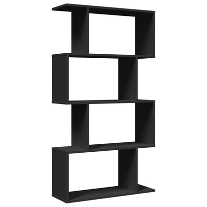 Room Divider Bookcase 4-Tier Black 70x24x129 cm Engineered Wood