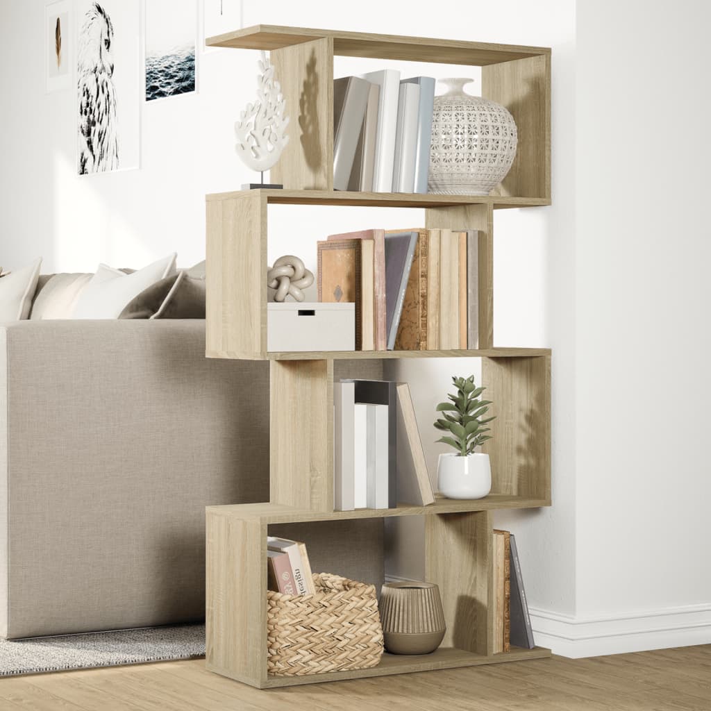 Room Divider Bookcase 4-Tier Sonoma Oak 70x24x129 cm Engineered Wood