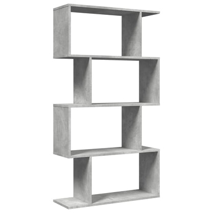 Room Divider Bookcase 4-Tier Concrete Grey 70x24x129 cm Engineered Wood