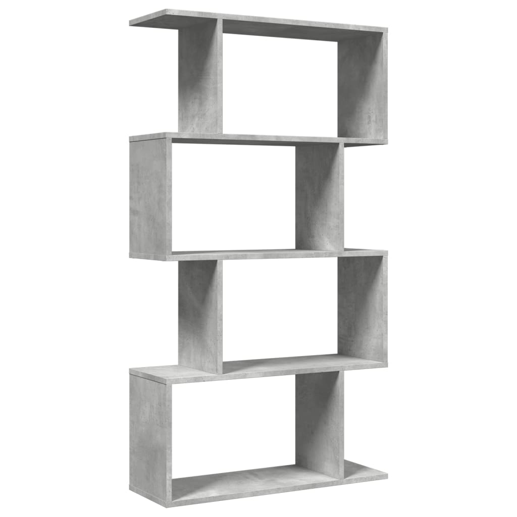 Room Divider Bookcase 4-Tier Concrete Grey 70x24x129 cm Engineered Wood