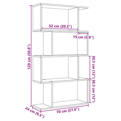 Room Divider Bookcase 4-Tier Concrete Grey 70x24x129 cm Engineered Wood