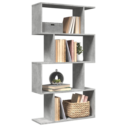 Room Divider Bookcase 4-Tier Concrete Grey 70x24x129 cm Engineered Wood