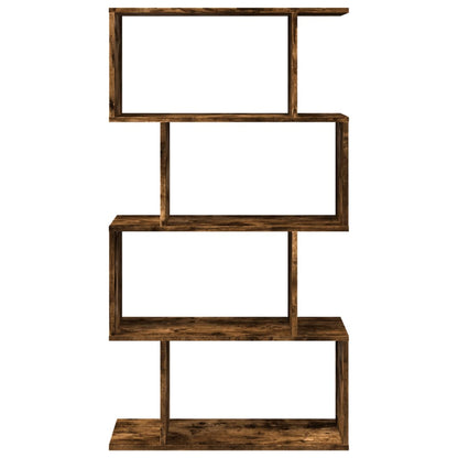 Room Divider Bookcase 4-Tier Smoked Oak 70x24x129 cm Engineered Wood