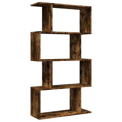 Room Divider Bookcase 4-Tier Smoked Oak 70x24x129 cm Engineered Wood