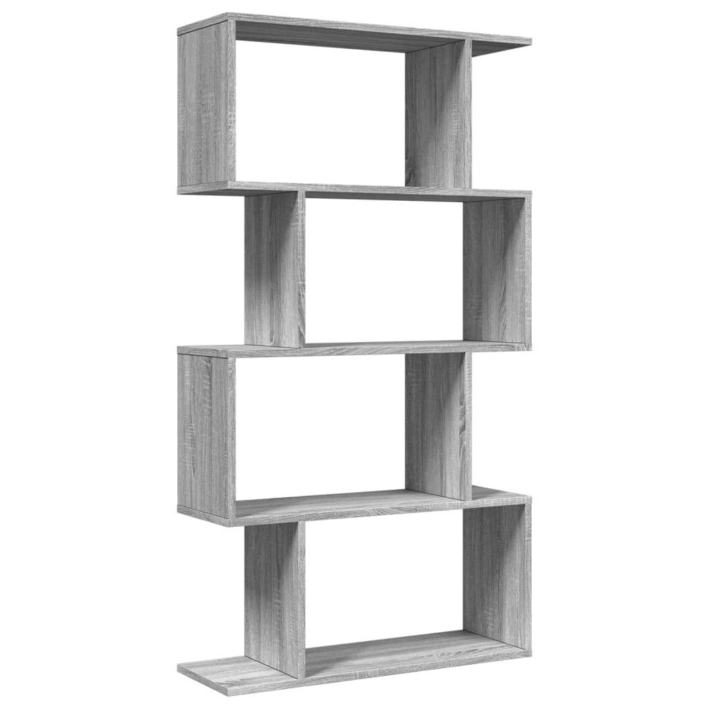 Room Divider Bookcase 4-Tier Grey Sonoma 70x24x129 cm Engineered Wood