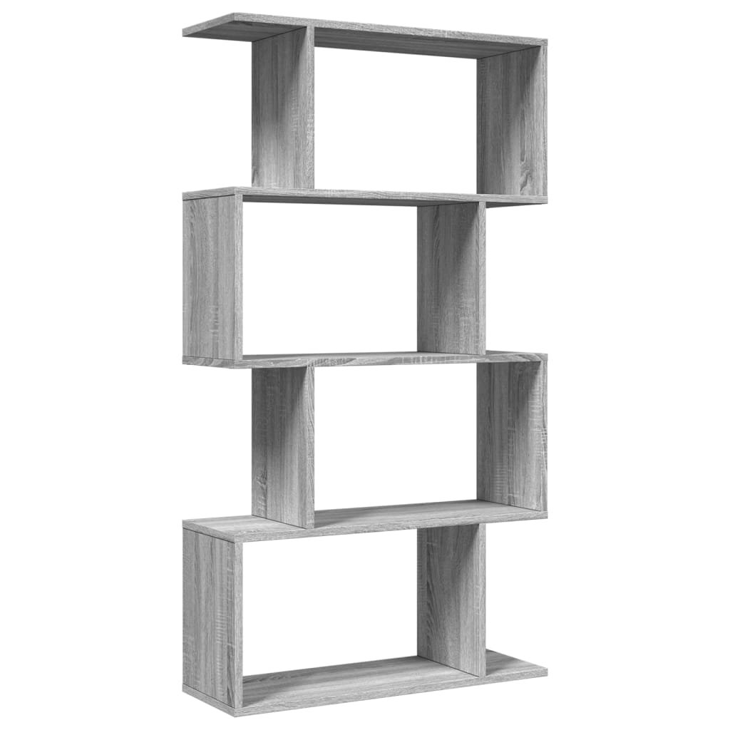 Room Divider Bookcase 4-Tier Grey Sonoma 70x24x129 cm Engineered Wood