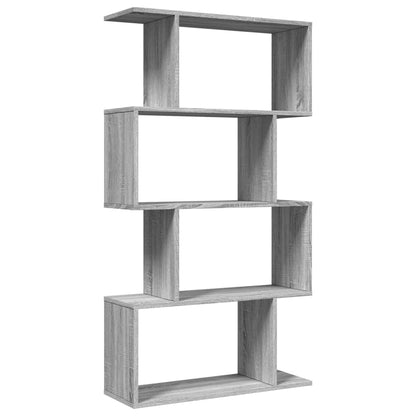 Room Divider Bookcase 4-Tier Grey Sonoma 70x24x129 cm Engineered Wood