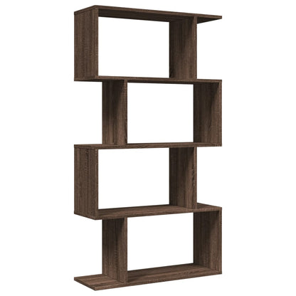 Room Divider Bookcase 4-Tier Brown Oak 70x24x129 cm Engineered Wood