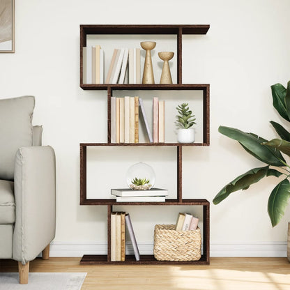 Room Divider Bookcase 4-Tier Brown Oak 70x24x129 cm Engineered Wood