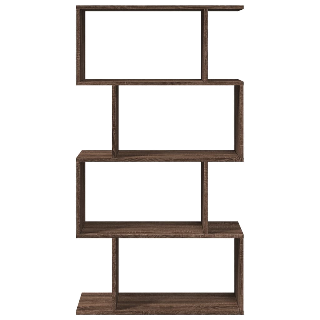 Room Divider Bookcase 4-Tier Brown Oak 70x24x129 cm Engineered Wood