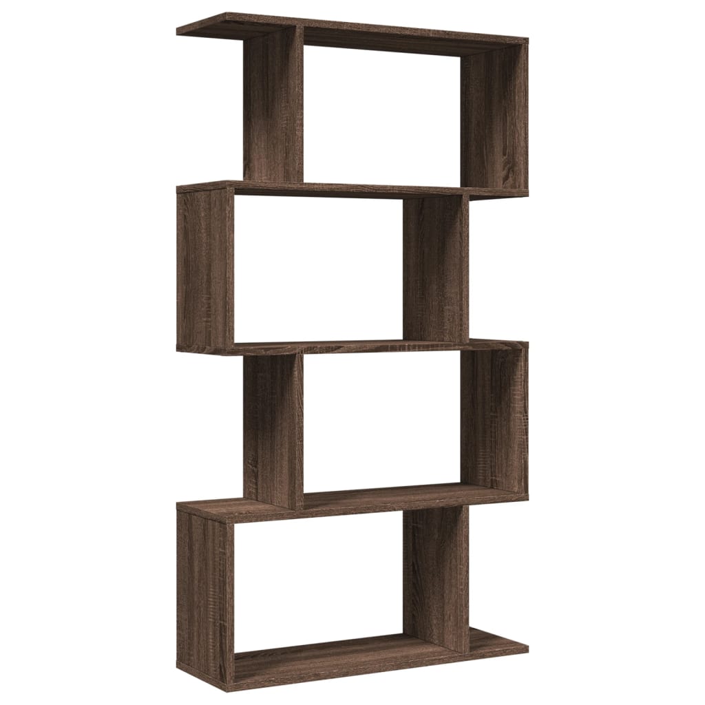 Room Divider Bookcase 4-Tier Brown Oak 70x24x129 cm Engineered Wood