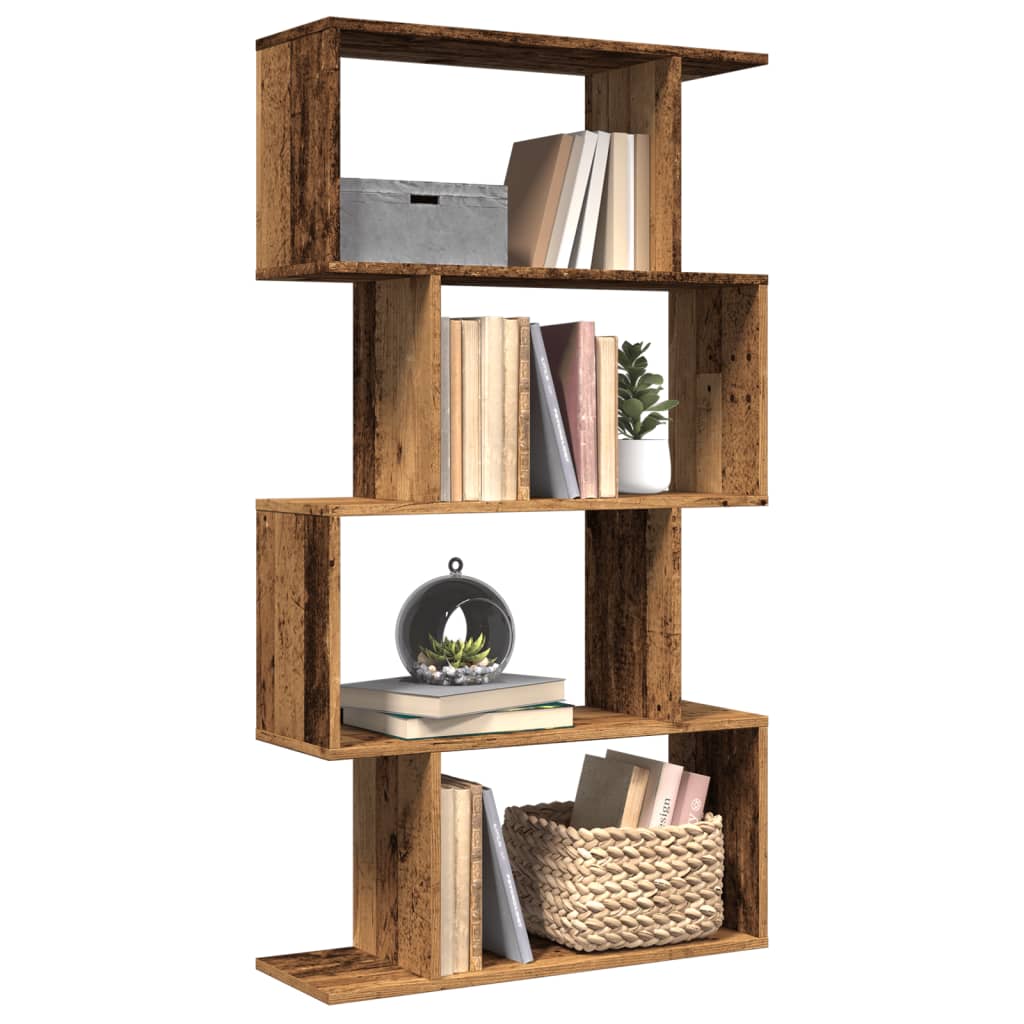 Room Divider Bookcase 4-Tier Old Wood 70x24x129 cm Engineered Wood