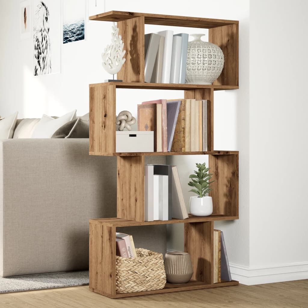 Room Divider Bookcase 4-Tier Artisan Oak 70x24x129 cm Engineered Wood