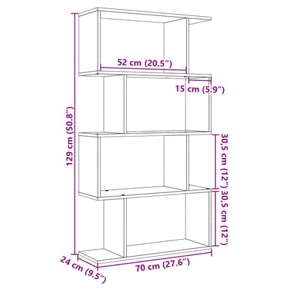 Room Divider Bookcase 4-Tier Artisan Oak 70x24x129 cm Engineered Wood