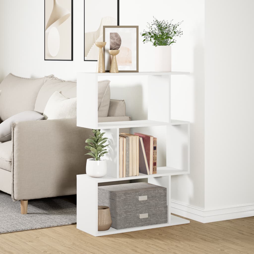 Room Divider Bookcase 3-Tier White 70x24x97 cm Engineered Wood