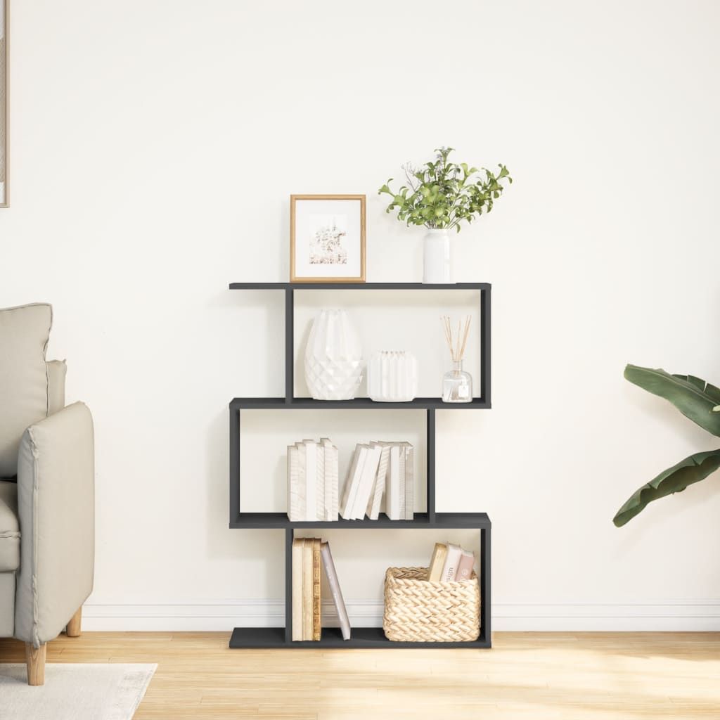 Room Divider Bookcase 3-Tier Black 70x24x97 cm Engineered Wood