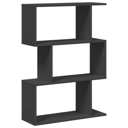 Room Divider Bookcase 3-Tier Black 70x24x97 cm Engineered Wood