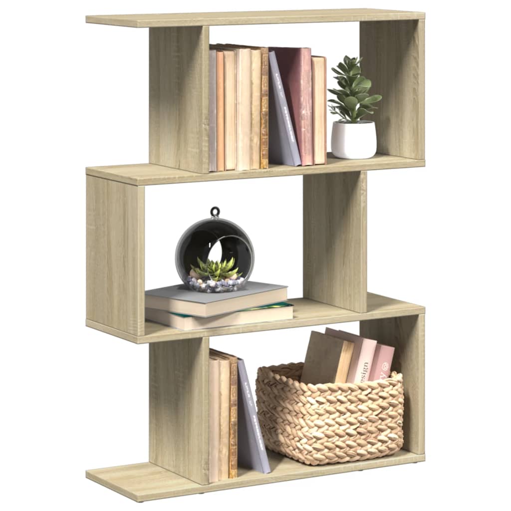 Room Divider Bookcase 3-Tier Sonoma Oak 70x24x97 cm Engineered Wood