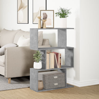 Room Divider Bookcase 3-Tier Concrete Grey 70x24x97 cm Engineered Wood