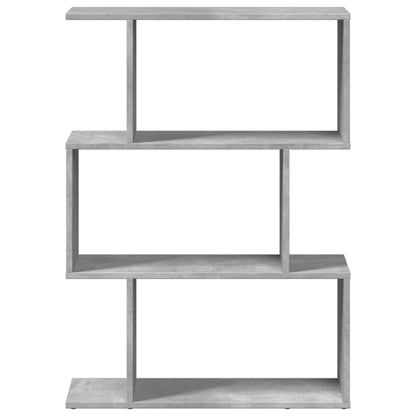 Room Divider Bookcase 3-Tier Concrete Grey 70x24x97 cm Engineered Wood