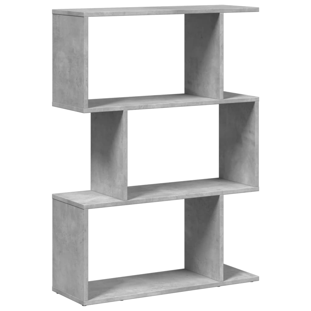 Room Divider Bookcase 3-Tier Concrete Grey 70x24x97 cm Engineered Wood