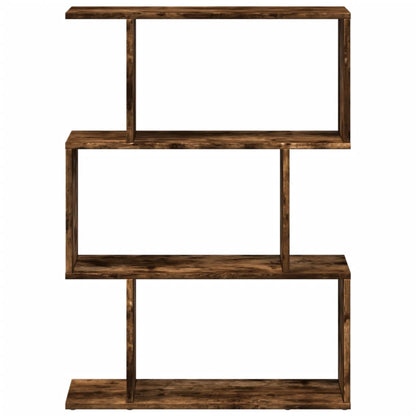 Room Divider Bookcase 3-Tier Smoked Oak 70x24x97 cm Engineered Wood