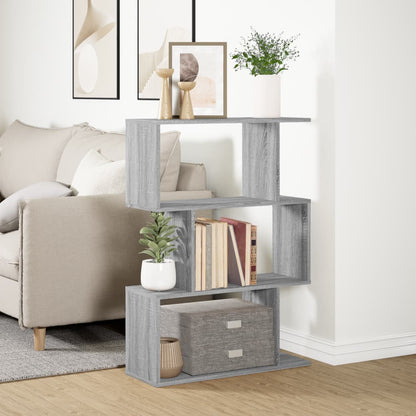 Room Divider Bookcase 3-Tier Grey Sonoma 70x24x97 cm Engineered Wood