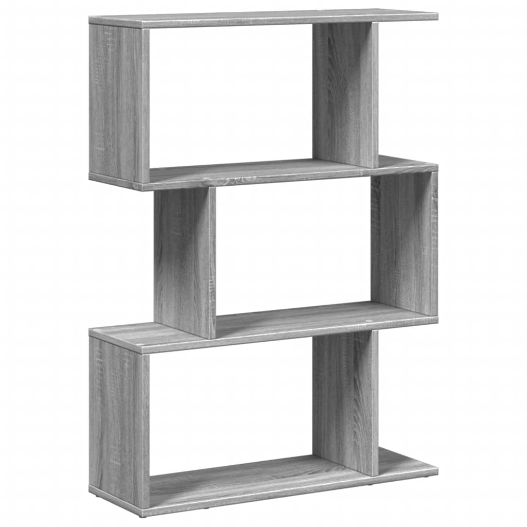 Room Divider Bookcase 3-Tier Grey Sonoma 70x24x97 cm Engineered Wood