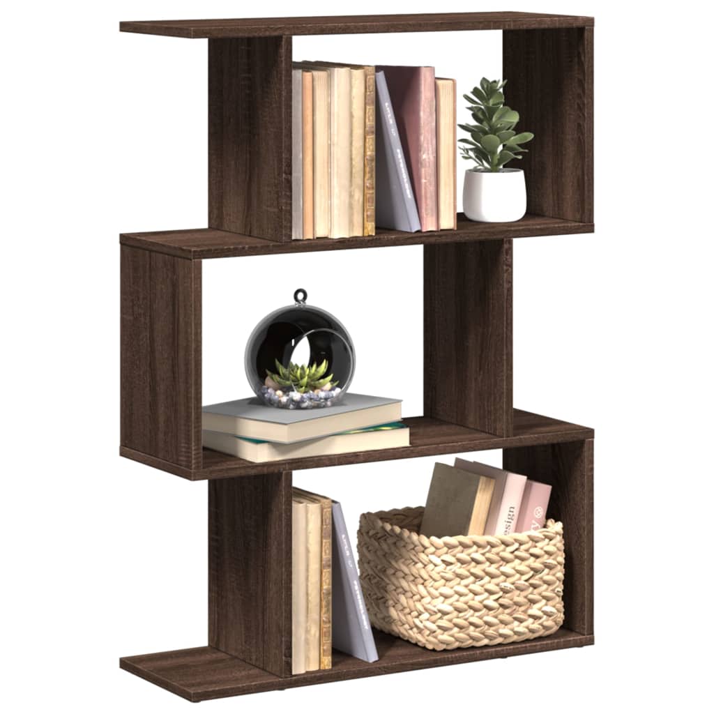 Room Divider Bookcase 3-Tier Brown Oak 70x24x97 cm Engineered Wood