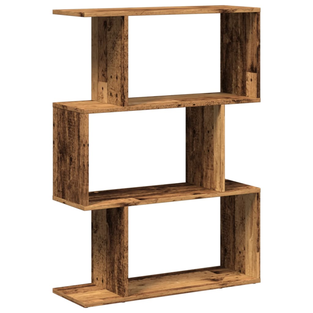 Room Divider Bookcase 3-Tier Old Wood 70x24x97 cm Engineered Wood