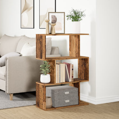 Room Divider Bookcase 3-Tier Old Wood 70x24x97 cm Engineered Wood