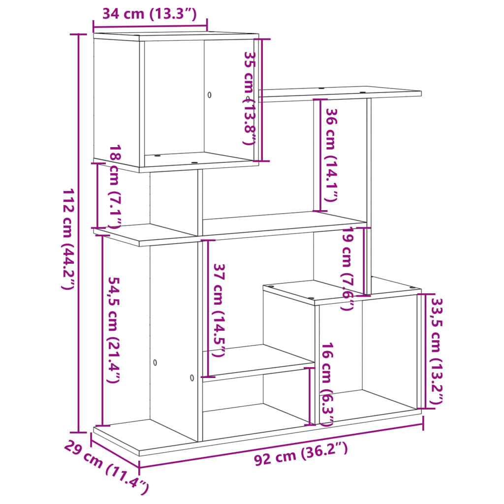 Room Divider Bookcase White 92x29x112 cm Engineered Wood