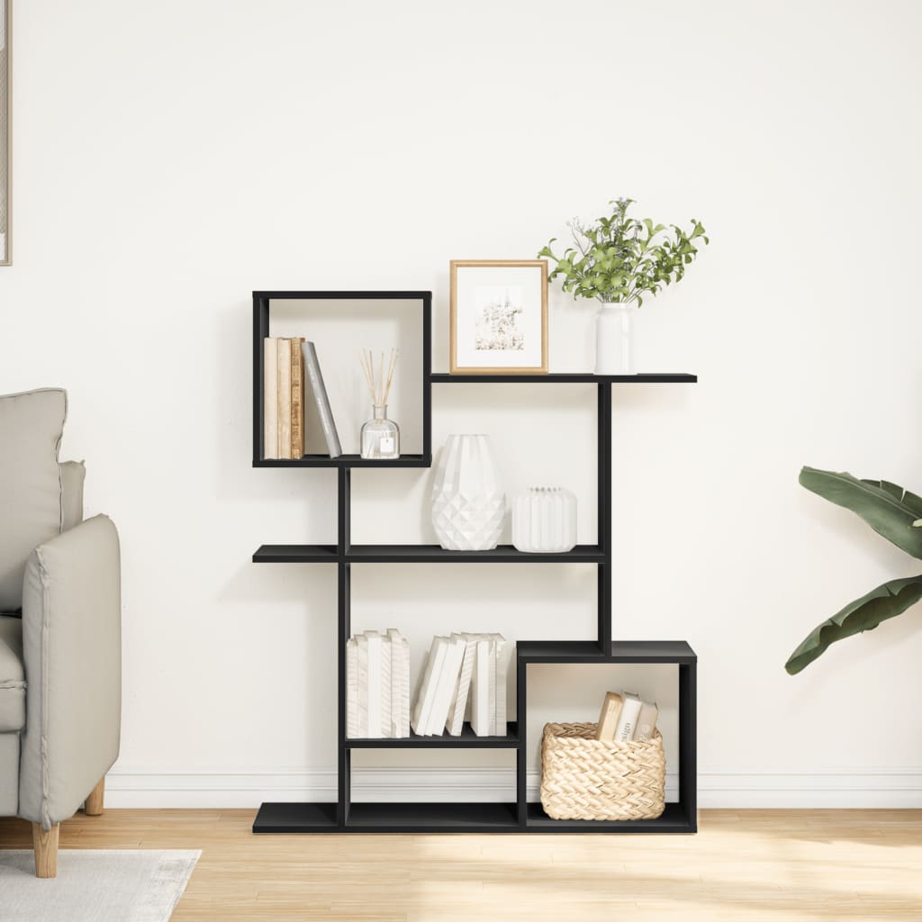 Room Divider Bookcase Black 92x29x112 cm Engineered Wood