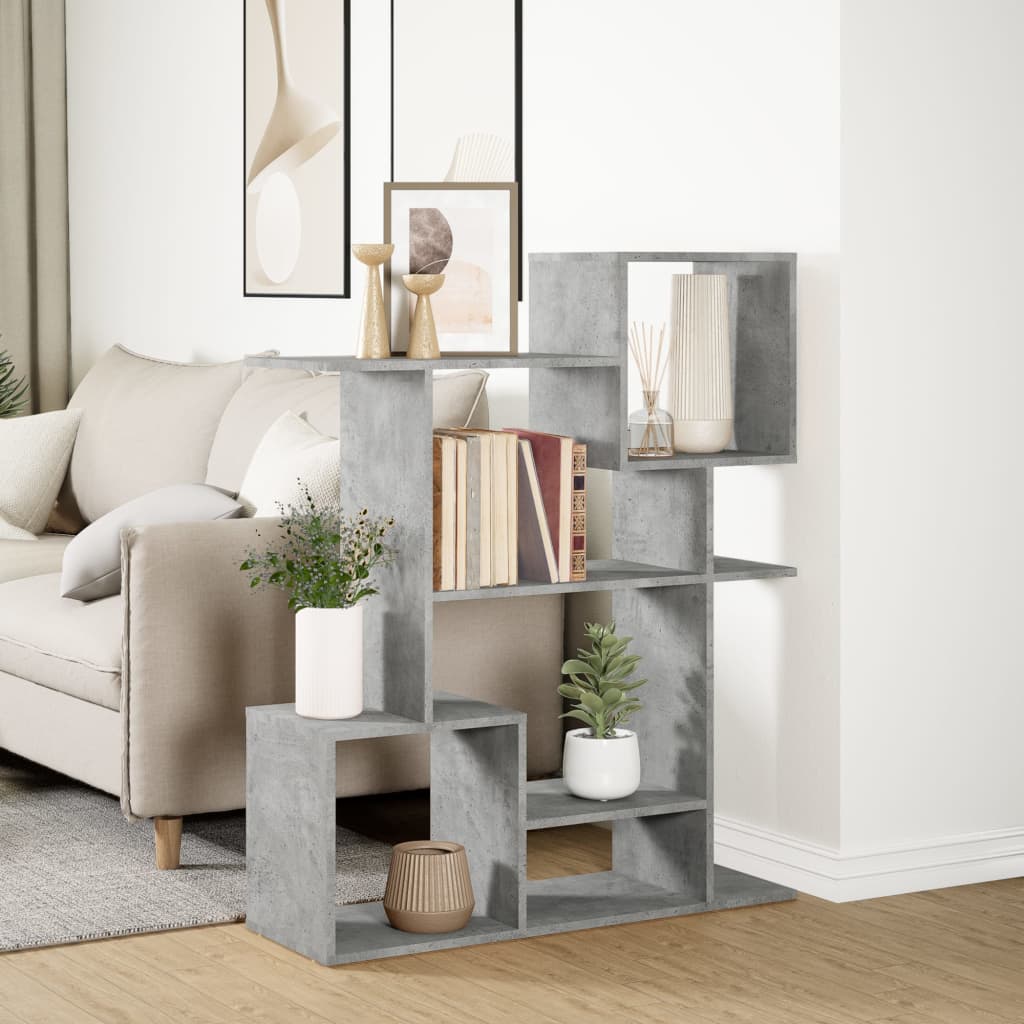 Room Divider Bookcase Concrete Grey 92x29x112 cm Engineered Wood