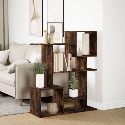 Room Divider Bookcase Smoked Oak 92x29x112 cm Engineered Wood