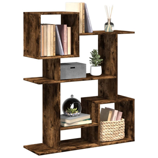 Room Divider Bookcase Smoked Oak 92x29x112 cm Engineered Wood