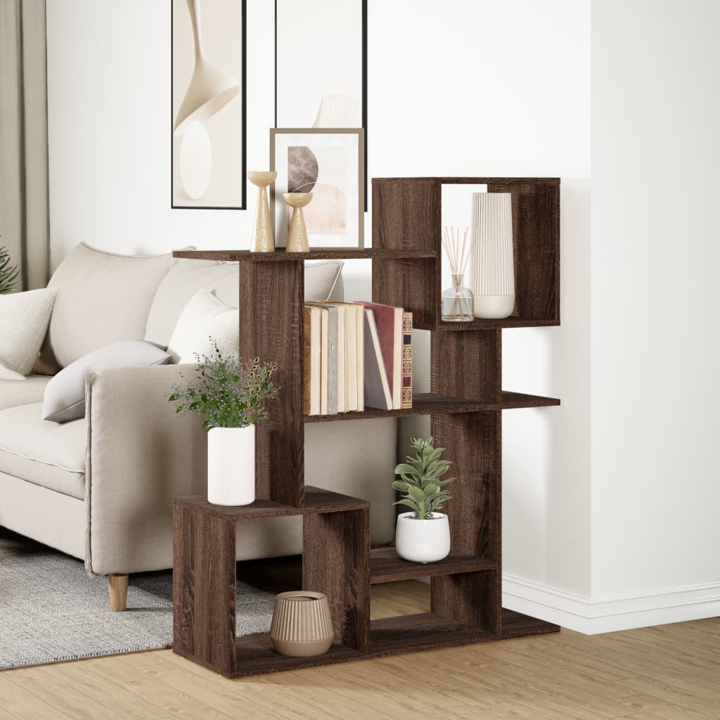 Room Divider Bookcase Brown Oak 92x29x112 cm Engineered Wood