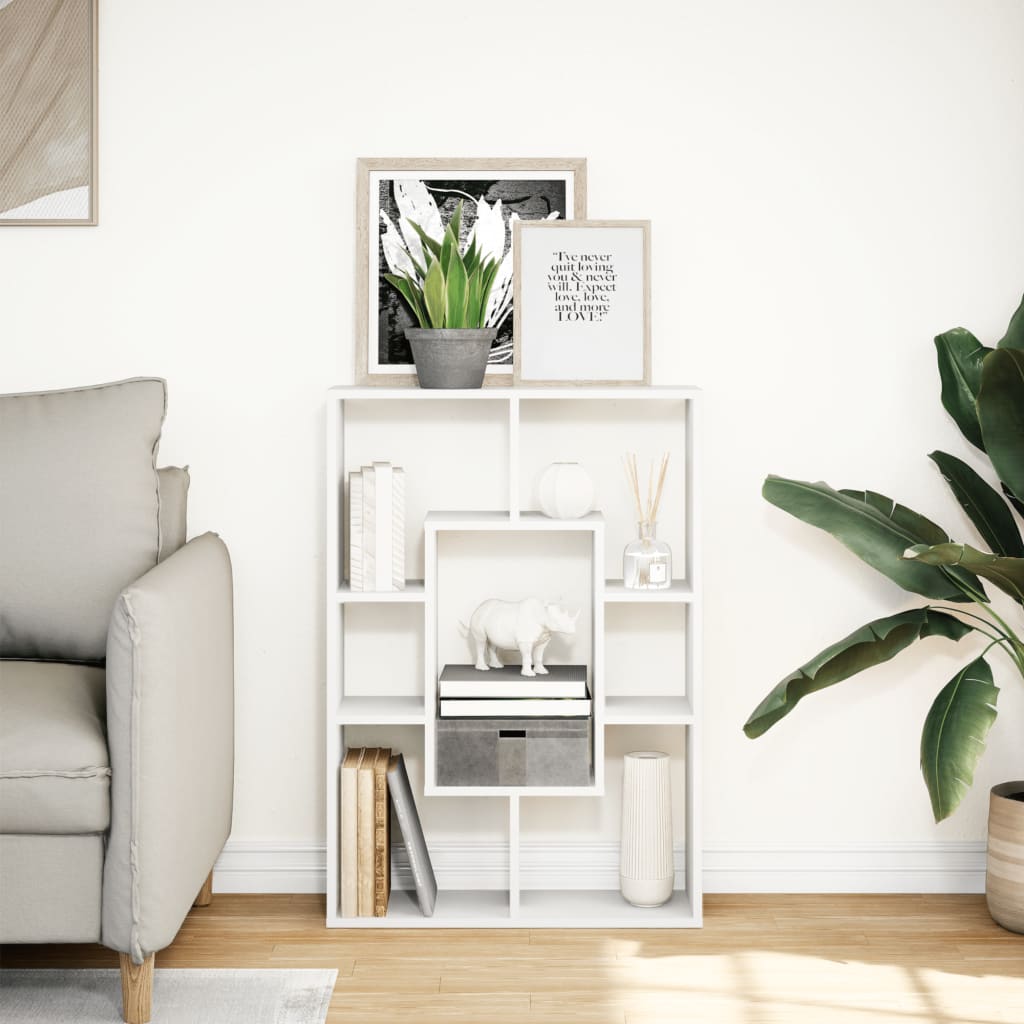 Bookcase White 63x20x90 cm Engineered Wood