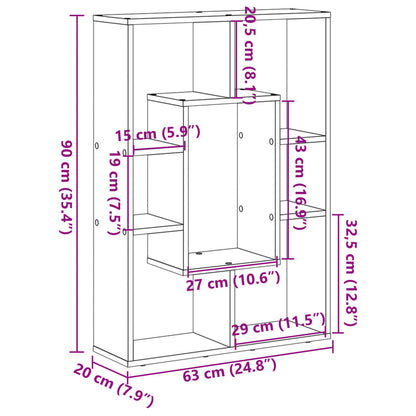 Bookcase White 63x20x90 cm Engineered Wood